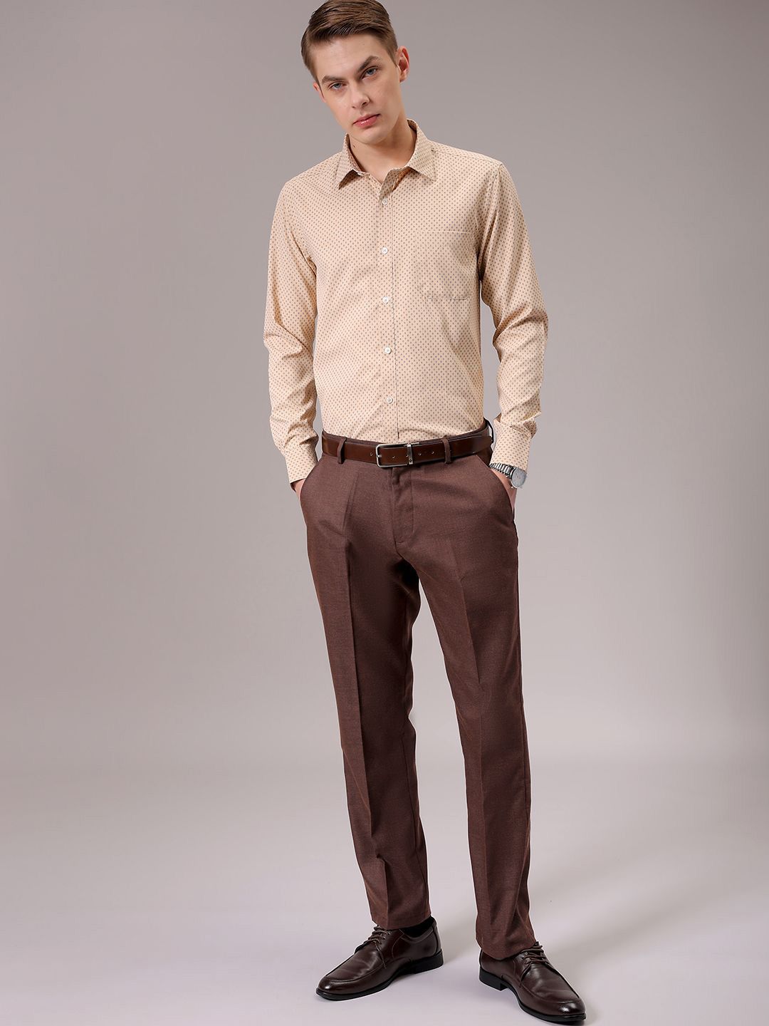 The Indian Garage Co. X Luxe Men Spread Collar Micro Ditsy Printed Slim Fit Formal Shirt