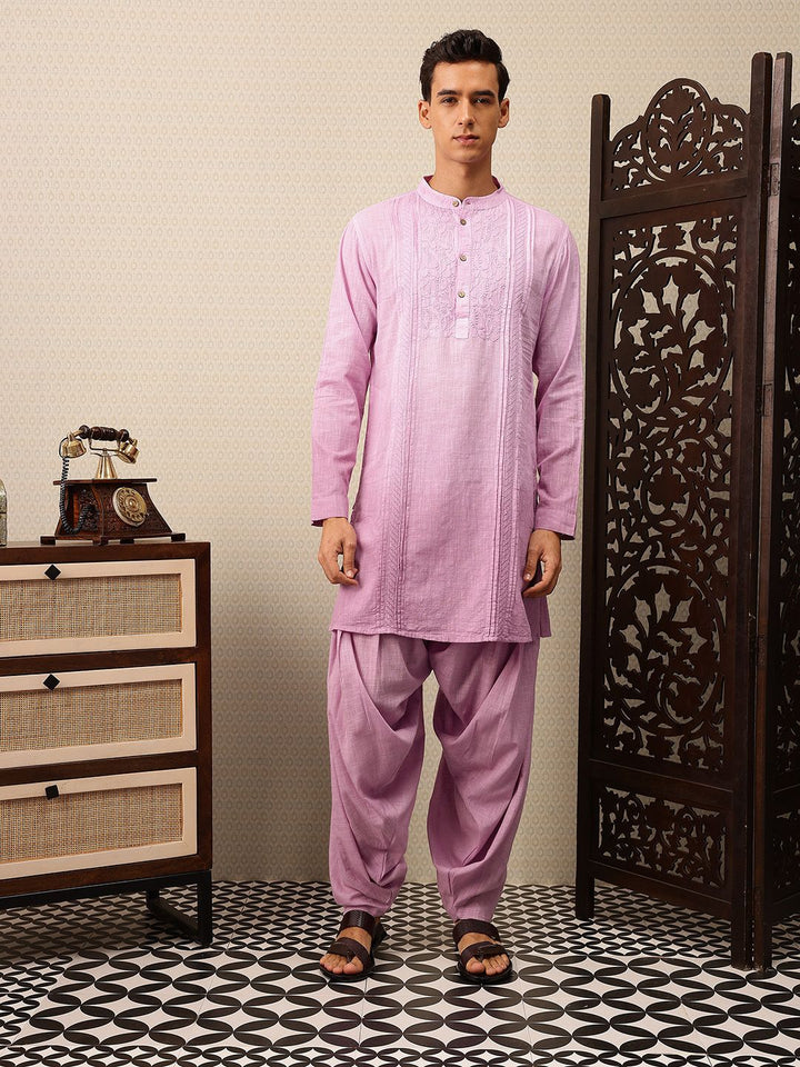 House of Pataudi Floral Embroidered Pure Cotton Jashn Kurta with Salwar