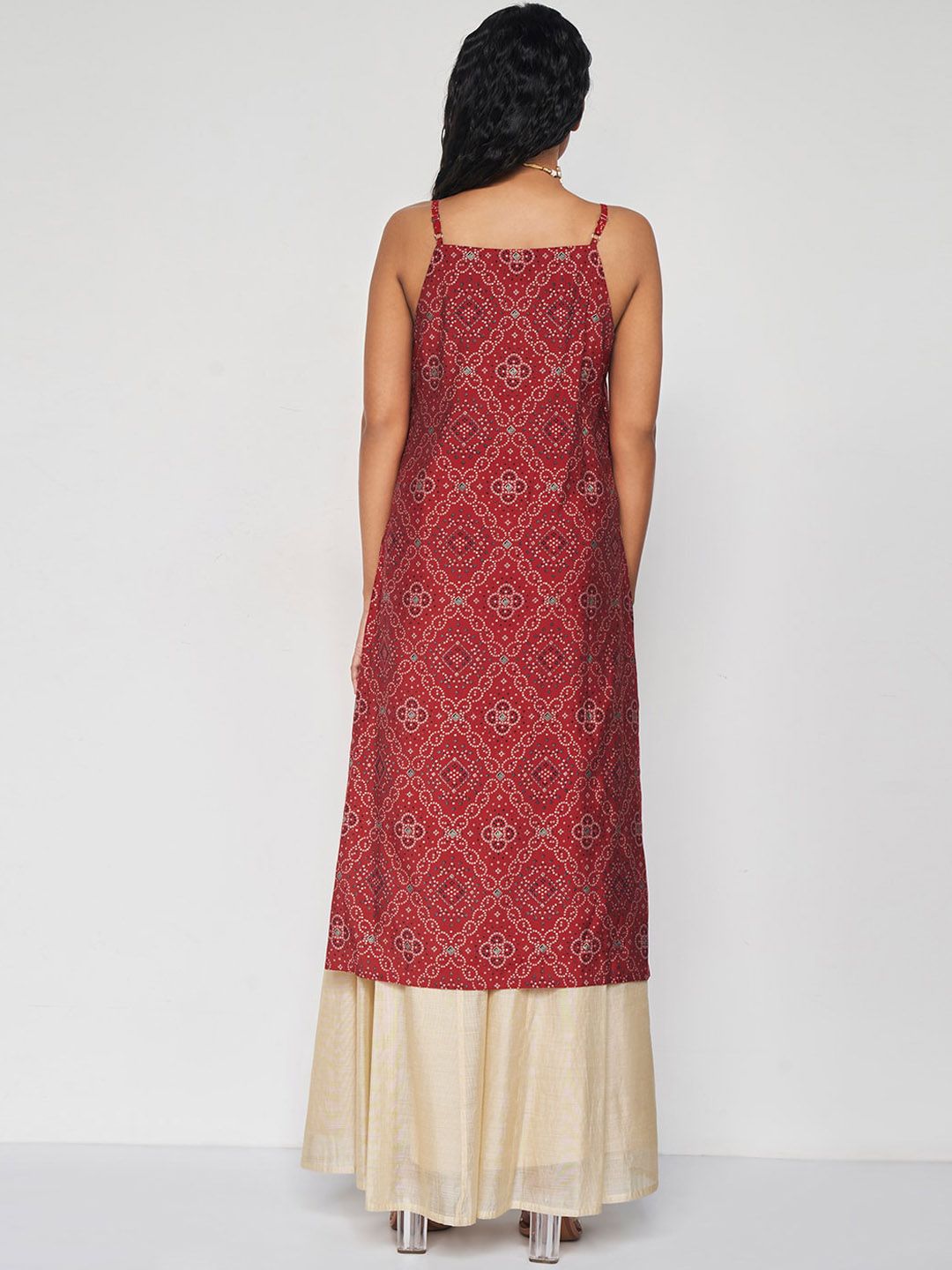 Global Desi Geometric Shoulder Straps Anarkali Kurta