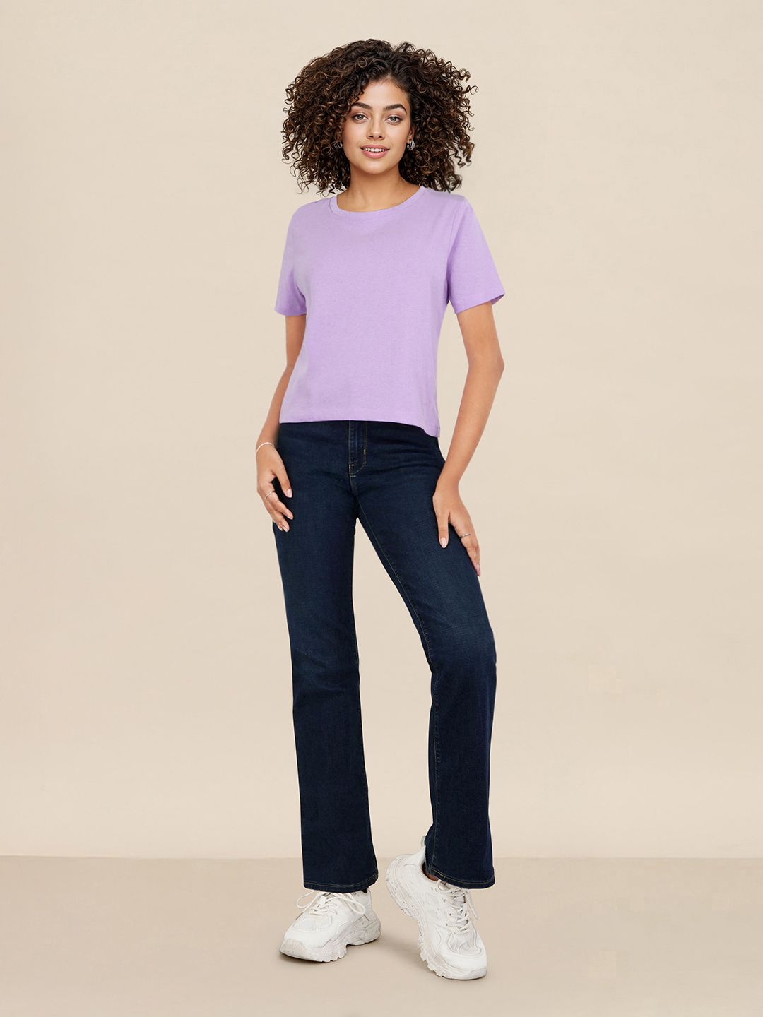 DressBerry Solid Round Neck Casual T-shirt