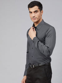 DENNISON Men Charcoal Grey Smart Slim Fit Solid Formal Shirt