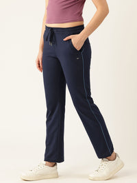 Monte Carlo Women Mid-Rise Regular Fit Track Pants with Contrast Piping