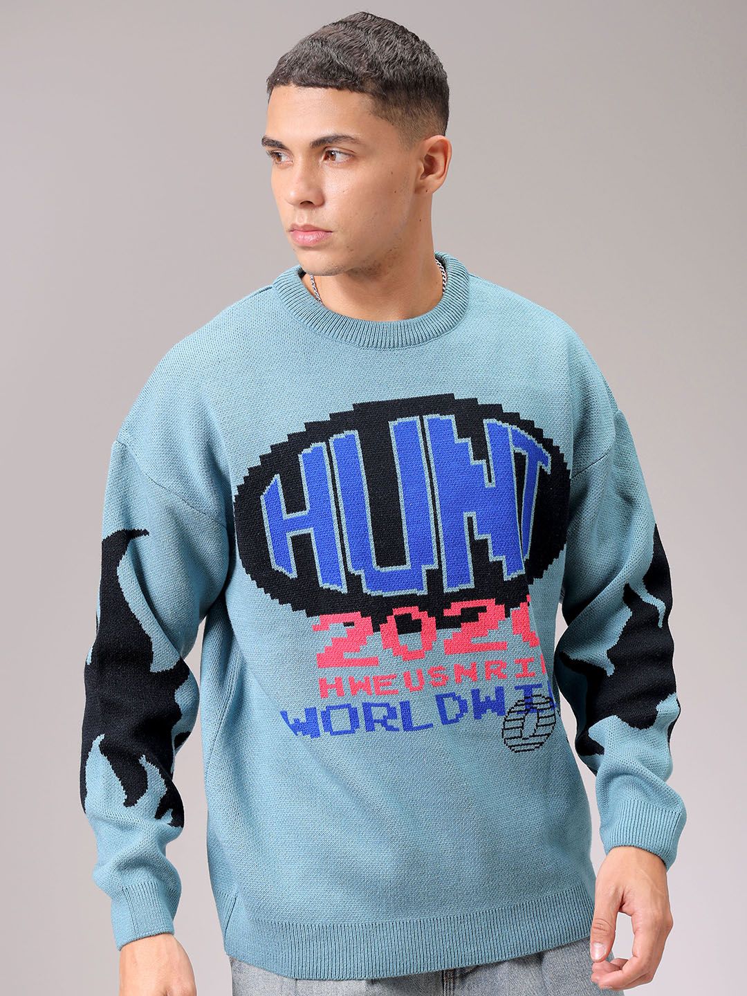 The Indian Garage Co Men Solid Round Neck Pullover