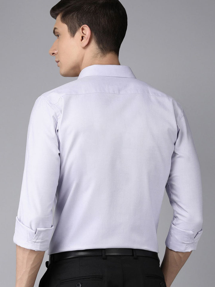 Park Avenue Men Light Purple Self Design Slim Fit Pure Cotton Formal Shirt