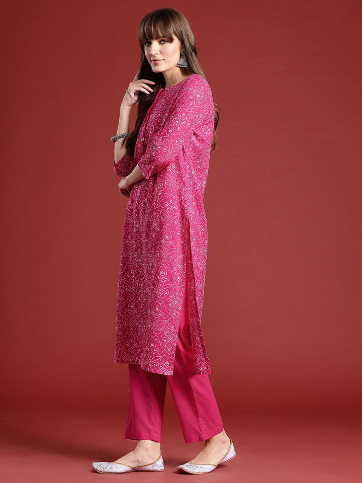 Anouk Bandhani Printed Kurta With Trousers & Dupatta