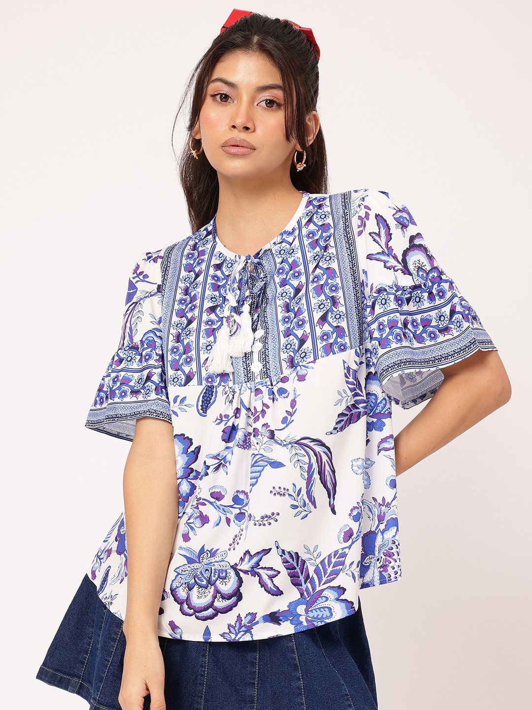 DressBerry Dreamy Drape Indie Floral A-Line Top