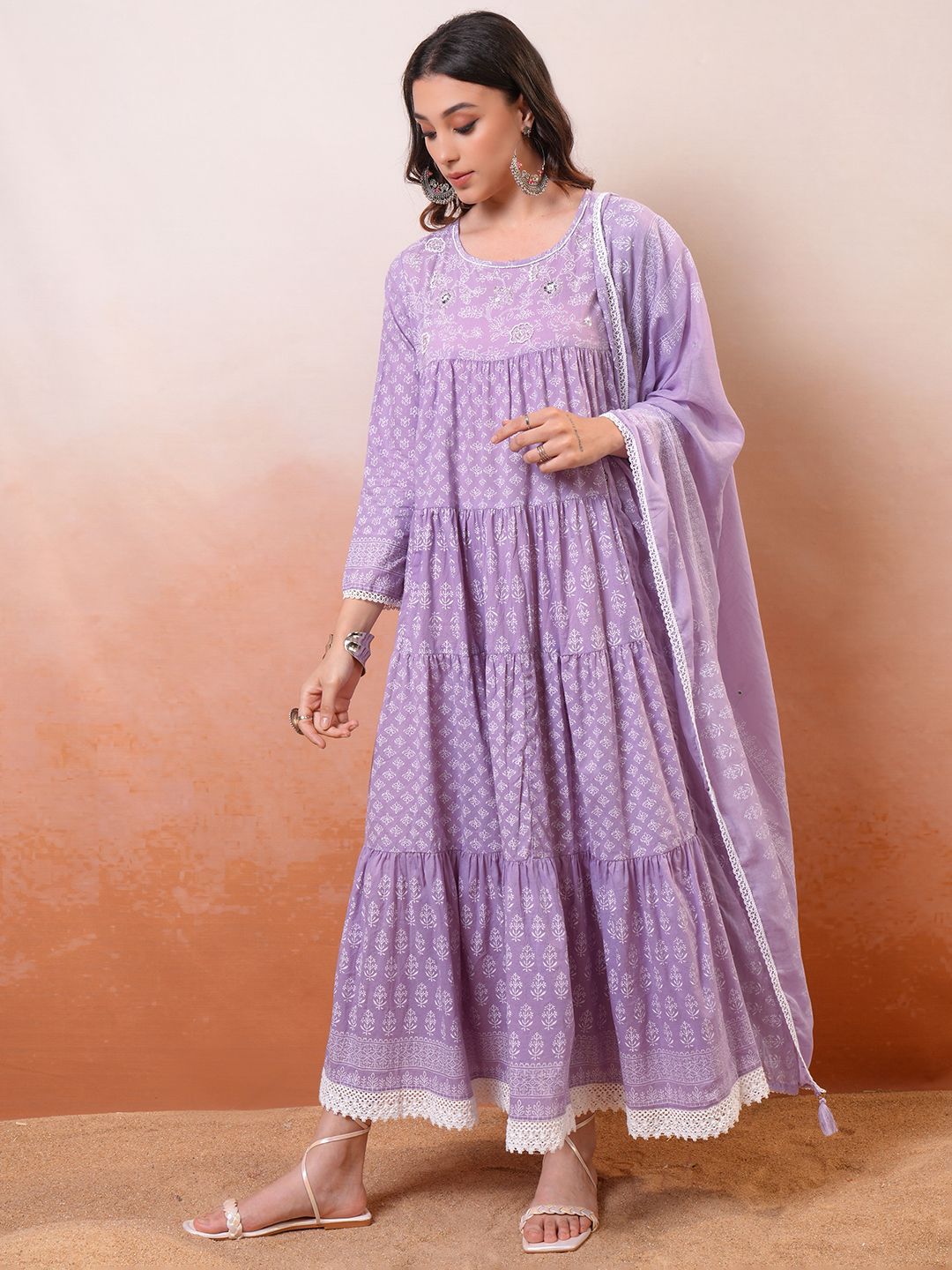 Vishudh Women Floral Print Maxi Midi Dress