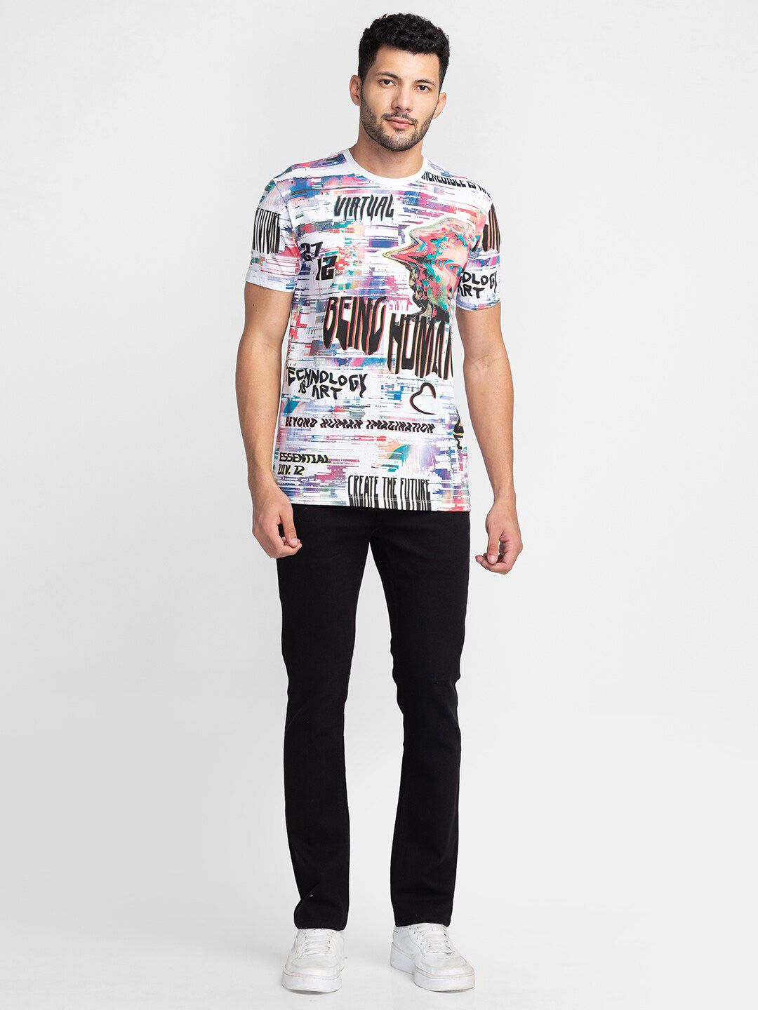 Being Human Typography Printed Round Neck T-shirt