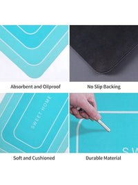 Cortina Blue 2 Pieces Printed Rectangular Anti-Skid Kitchen Mats