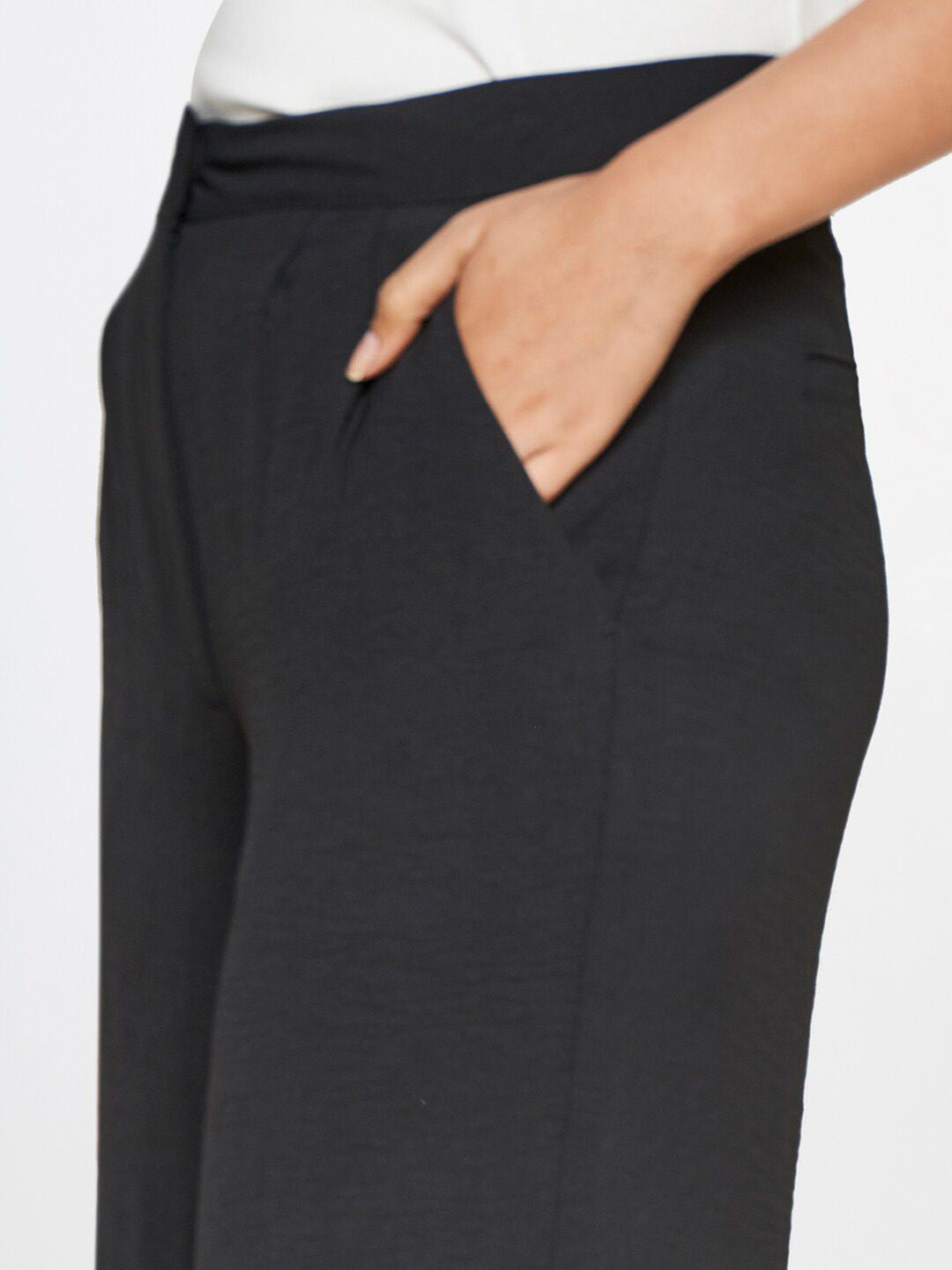 AND Women Mid -Rise Flared Parallel Trousers