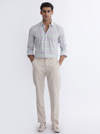 RARE RABBIT Men Gulls Slim Fit Tartan Checked Opaque Cotton Shirt