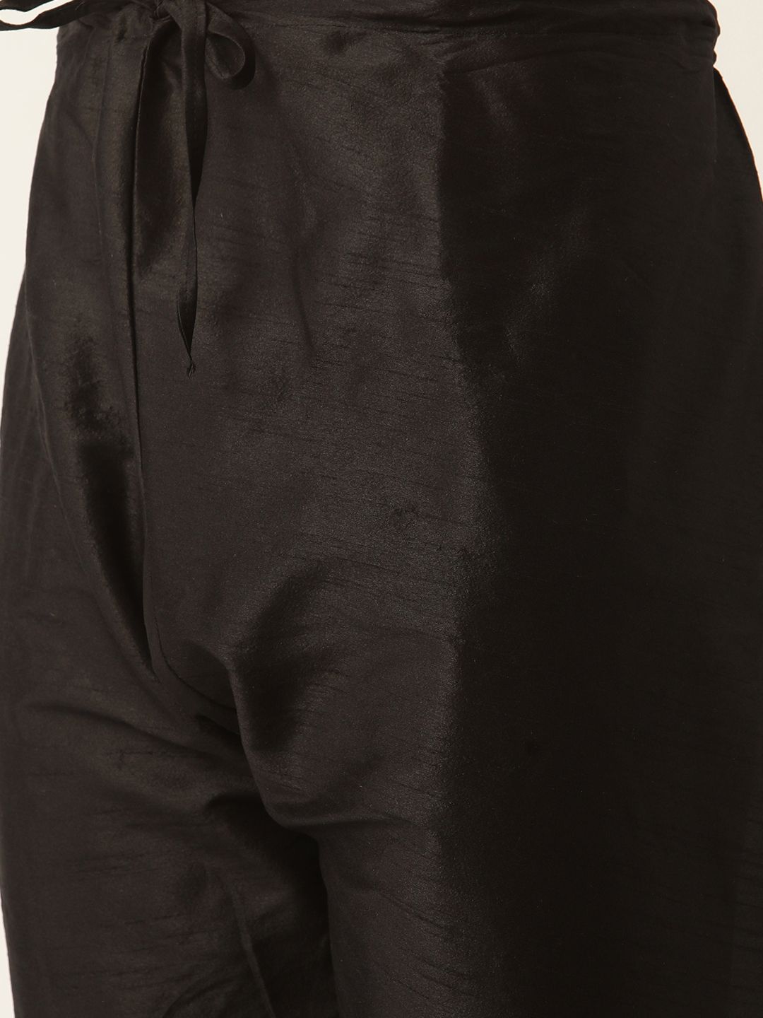 SOJANYA Men Black Solid Kurta with Churidar & Nehru Jacket
