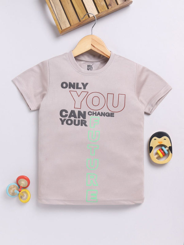HRX by Hrithik Roshan Boys Typography Printed Rapid-Dry T-shirt