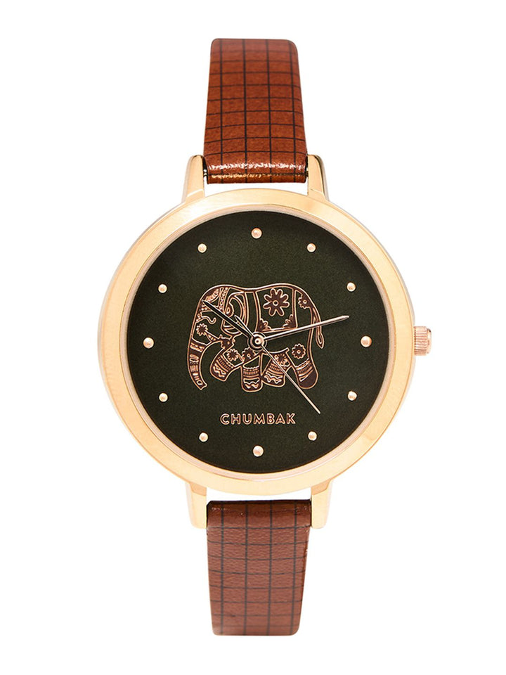 Teal oleh Chumbak Women Brown Analogue Watch dengan set gelang 8907605098703