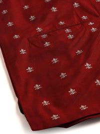 SOJANYA Kurta Motif Etnik Maroon Lelaki dengan Jaket Churidar & Nehru