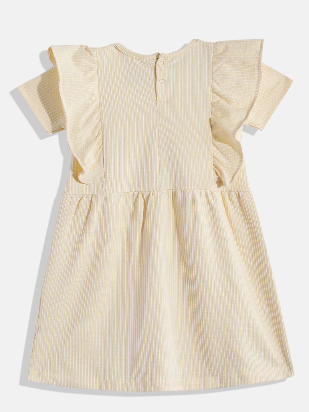Happy Faces Girls Striped Ruffled Fit & Flare Pure Cotton Dress