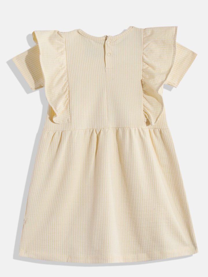 Happy Faces Girls Striped Ruffled Fit & Flare Pure Cotton Dress