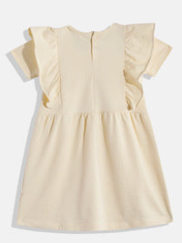 Happy Faces Girls Striped Ruffled Fit & Flare Pure Cotton Dress