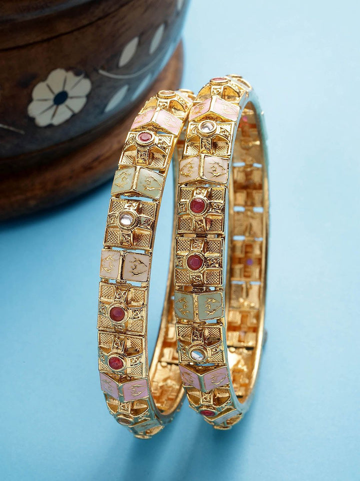 Set Karatcart dari 2 Bangles Meenakari berlapis emas