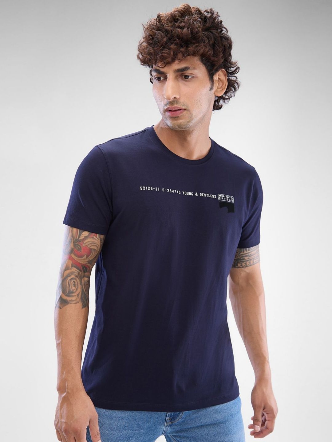 SPYKAR Men Typography Graphic Slim Fit T-shirt