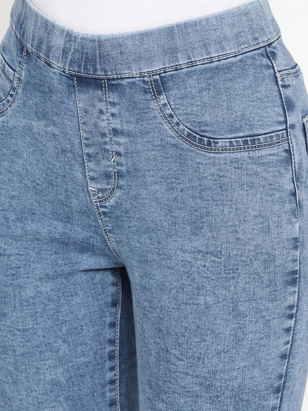 DressBerry Women Blue Super Skinny Fit Washed Jeggings