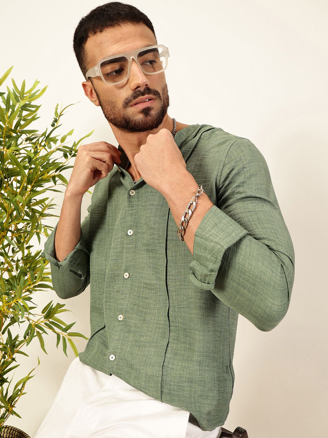 Thomas Scott Men Premium Slim Fit Textured Casual Shirt
