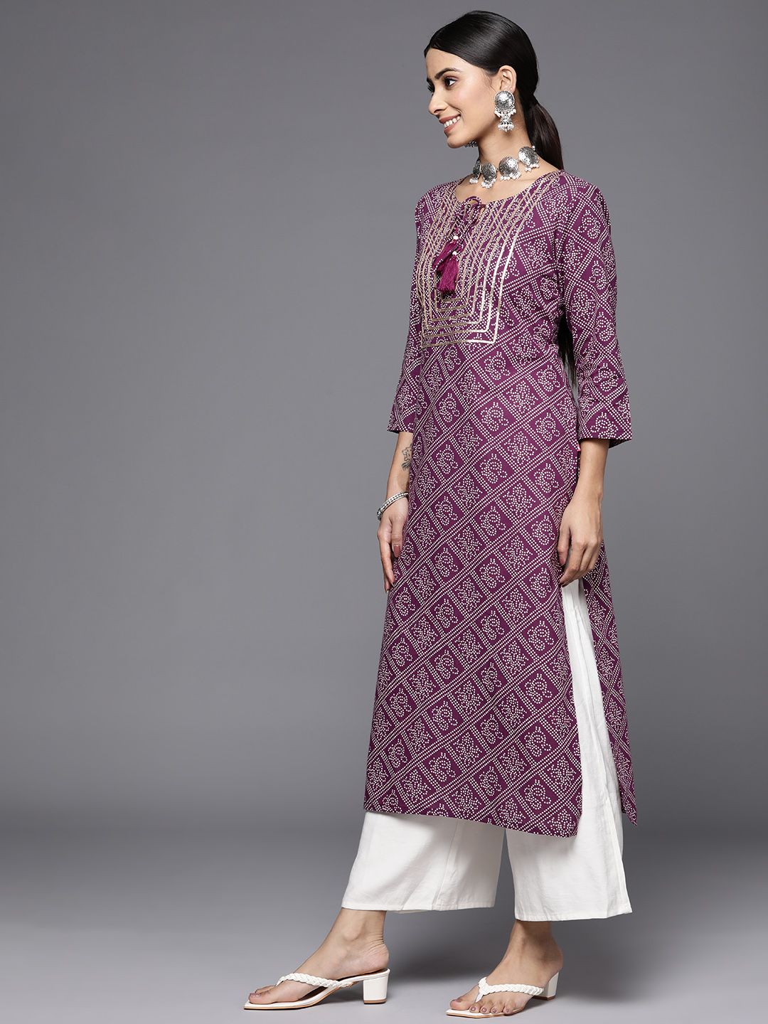Varanga Women Ethnic Motifs Printed Gotta Patti Indie Prints Kurta