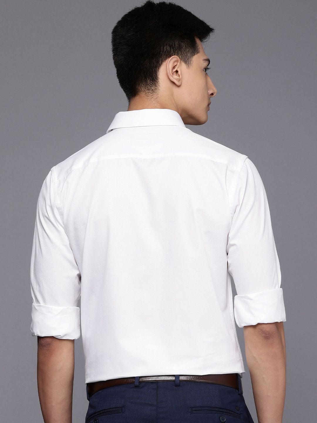 Raymond Slim Fit Self Striped Pure Cotton Formal Shirt