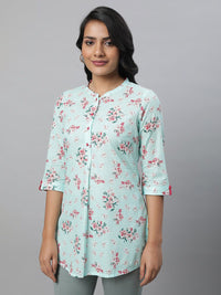 AURELIA Floral Printed Pure Cotton Pleated Kurti