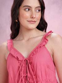 DressBerry Front Tie-Ups Ruffled Empire Top