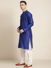 SOJANYA Lelaki Biru Etnik Kurta Jacquard Silk