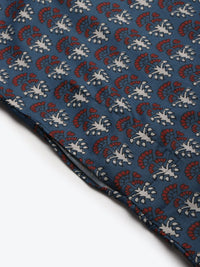 SOJANYA Men Teal Blue & Maroon Ethnic Motifs Printed Cotton Straight Kurta