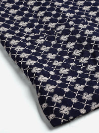 SOJANYA Men Navy Blue & White Woven Design Kurta with Pyjamas & Nehru Jacket