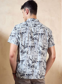 DENNISON Block Printed Oversized Casual Shirt
