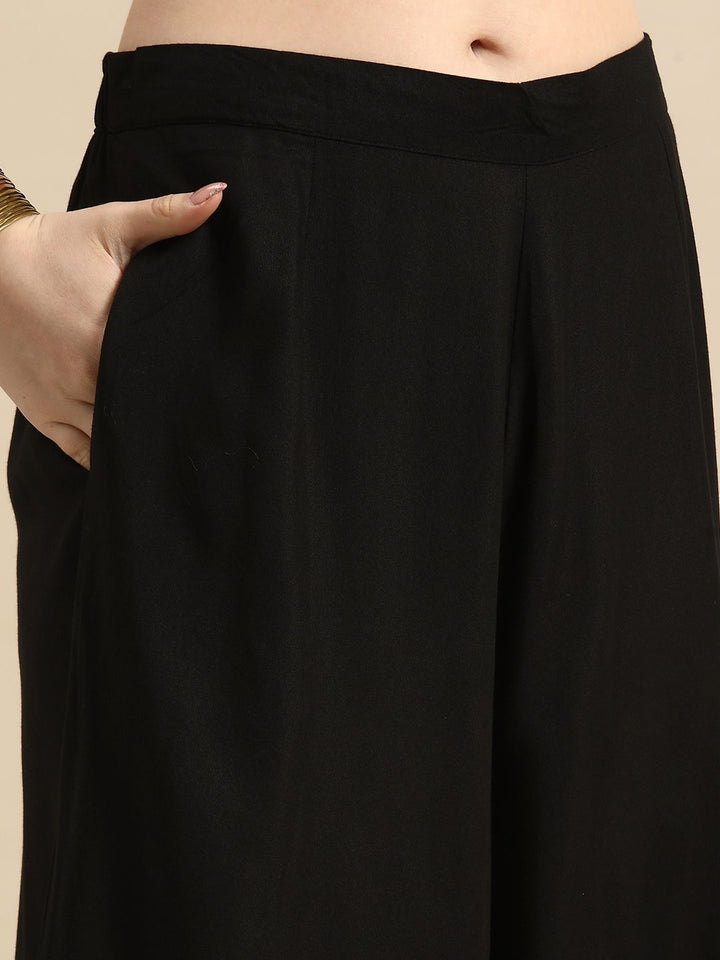 Anouk Women Black Ethnic Motifs Printed Kurta with Palazzos & With Dupatta