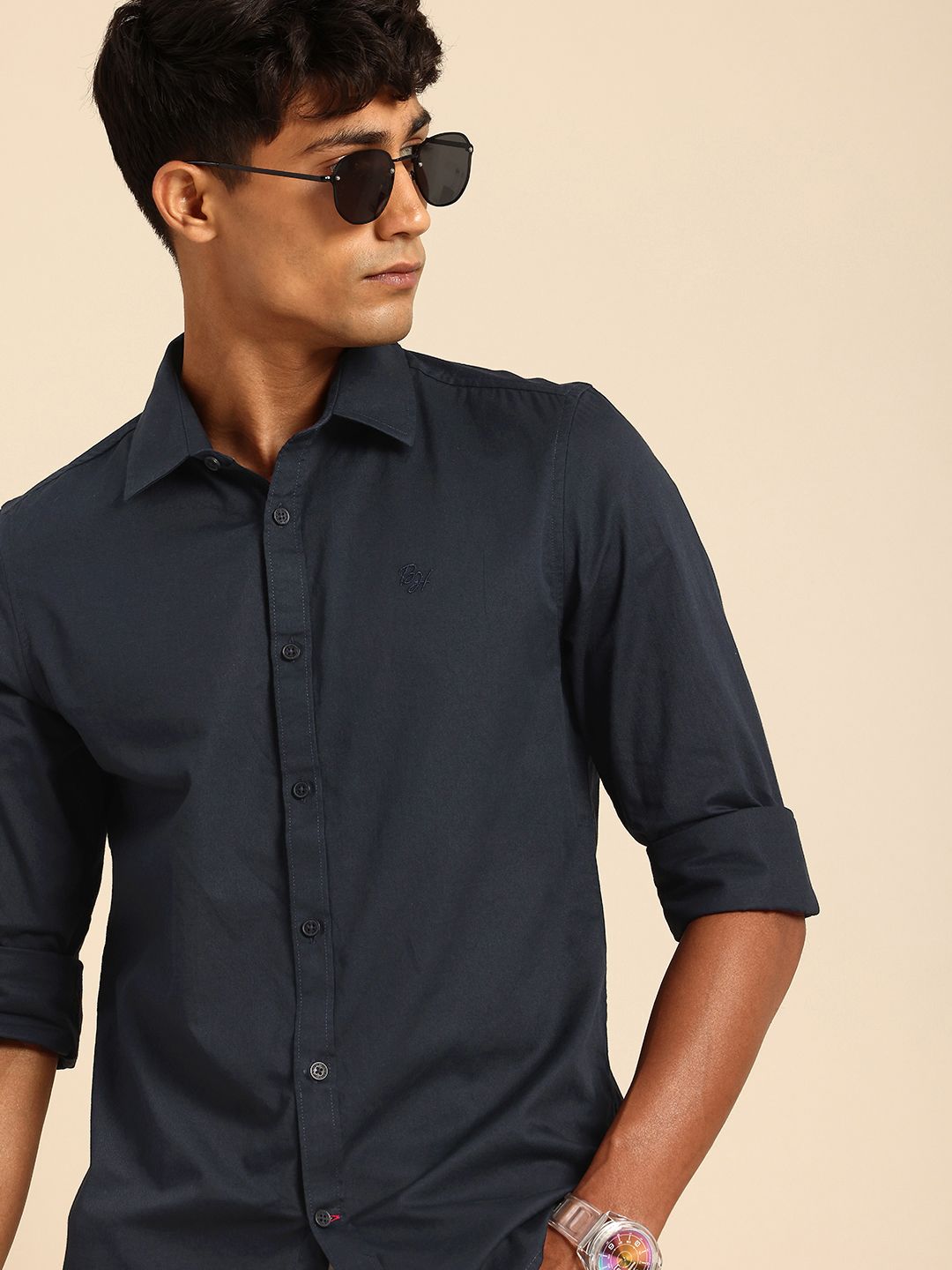 Being Human Pure Cotton Slim Fit Opaque Casual Shirt