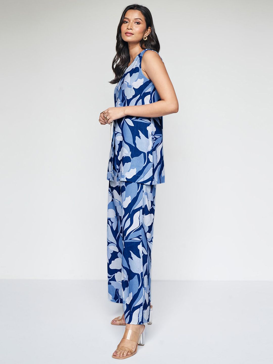 AND Floral Printed Longline Top With Palazzos
