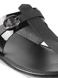 Mochi Men Open One Toe Comfort Sandals With Buckle Detail