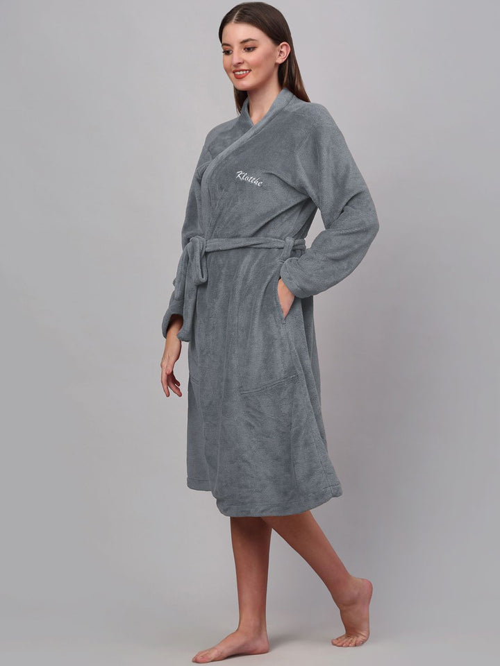 KLOTTHE Woolen Bath Robe With Belt