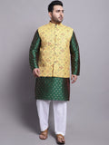 SOJANYA PLUS Geometric Woven Design Kurta With Pyjamas & Nehru Jacket
