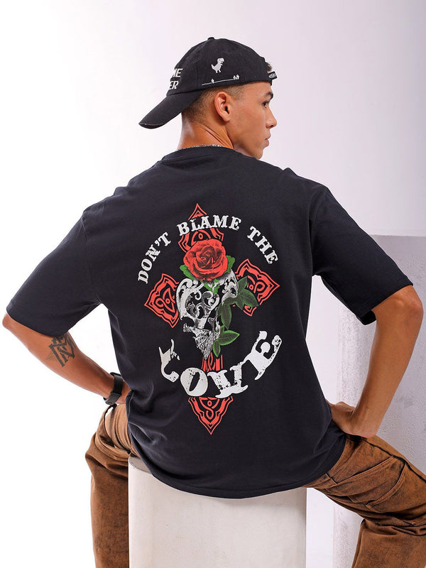 The Indian Garage Co Men Back Printed Round Neck Boxy Pure Cotton Oversized T-shirt