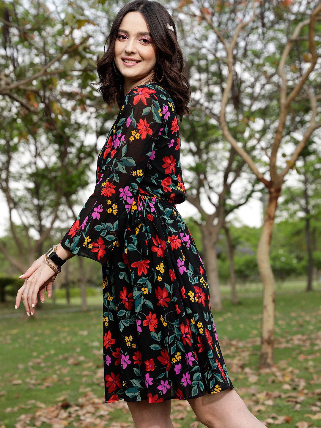 STREET 9 Floral Printed Fit & Flare Dress