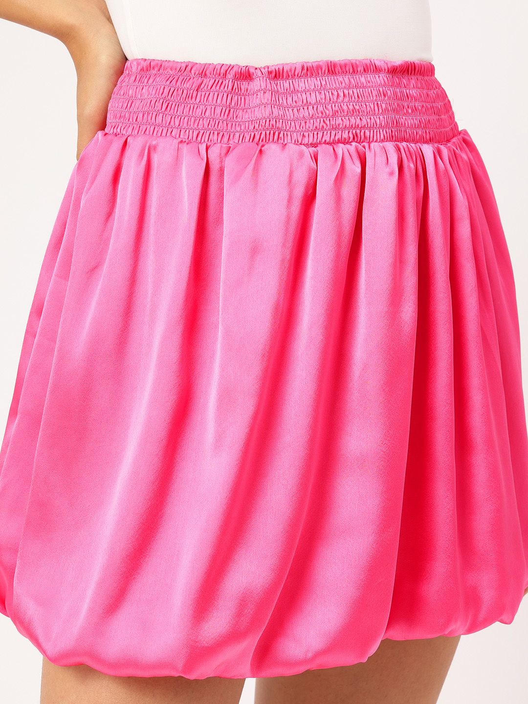 DressBerry Barbiecore Vibes Smocked Balloon Mini Skirt
