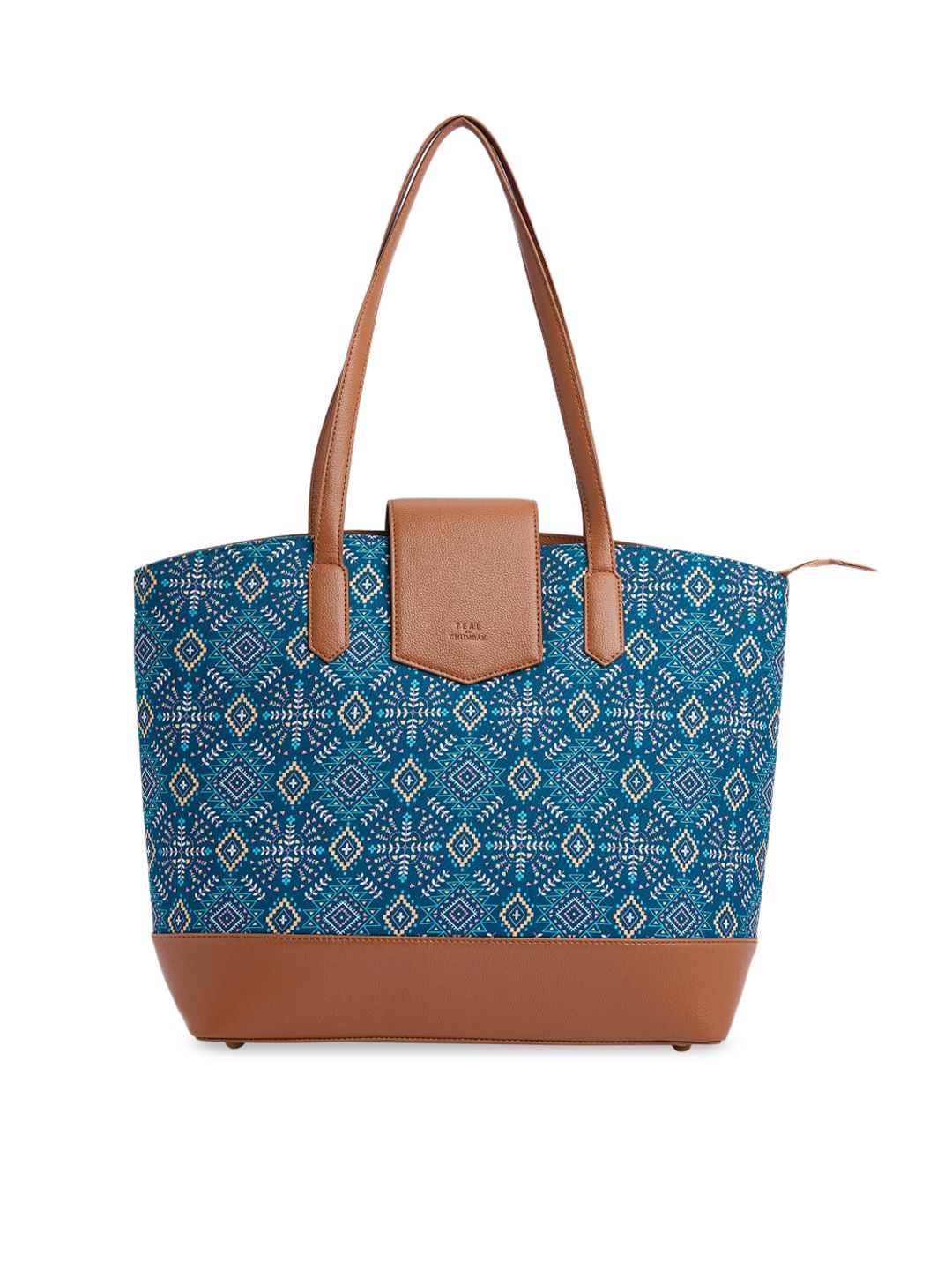 TEAL BY CHUMBAK Ethnic Motifs Printed Oversized Structured Tote Bag