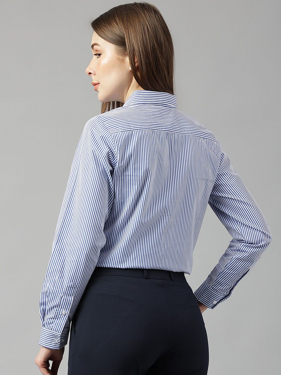 Hancock Sharp Slim Fit Vertical Striped Formal Cotton Shirt