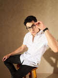 DENNISON Horizontal Striped Spread Collar Smart Regular Fit Cotton Casual Shirt