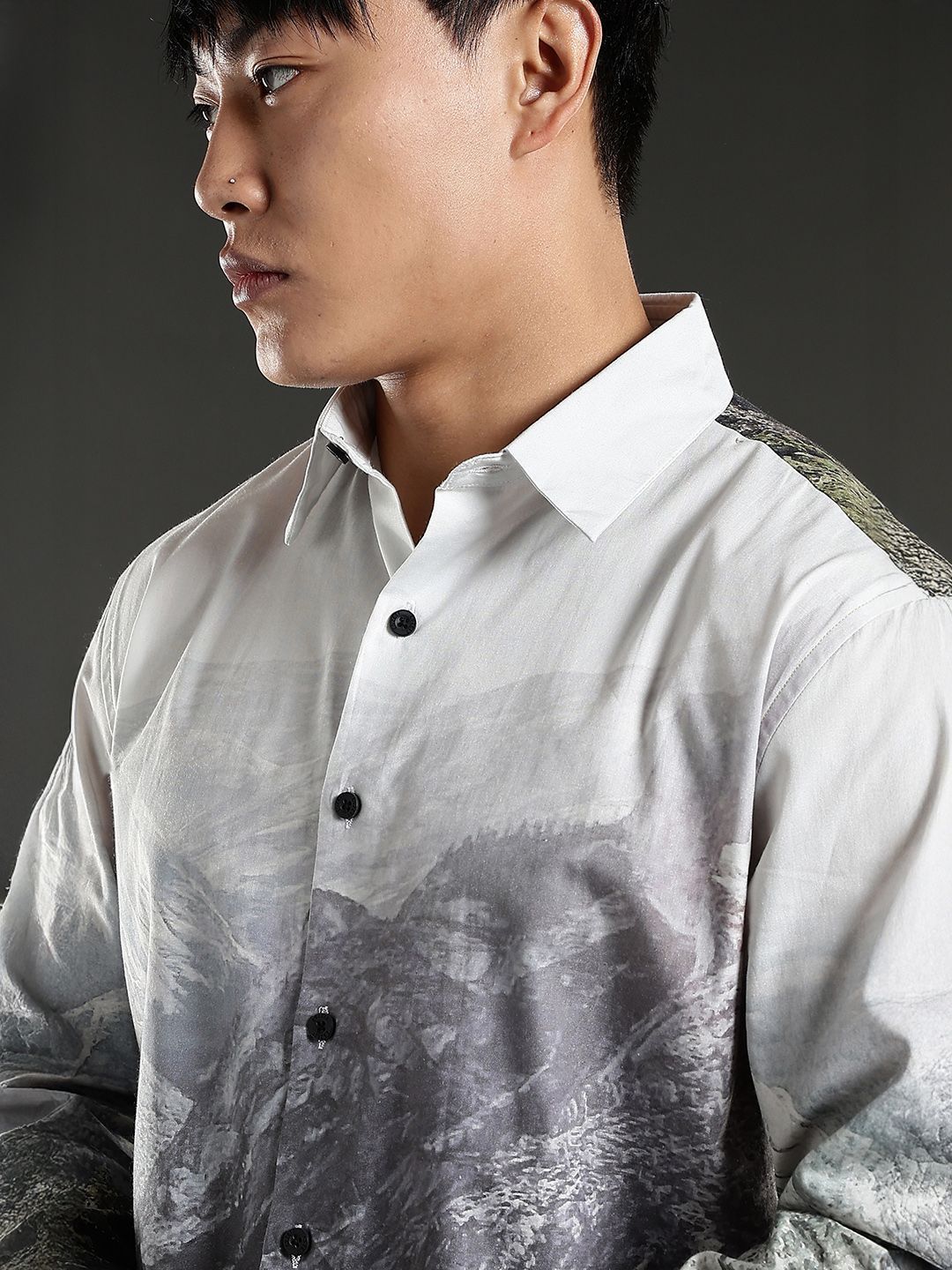 Eszett Abstract Printed Spread Collar Pure Cotton Casual Shirt
