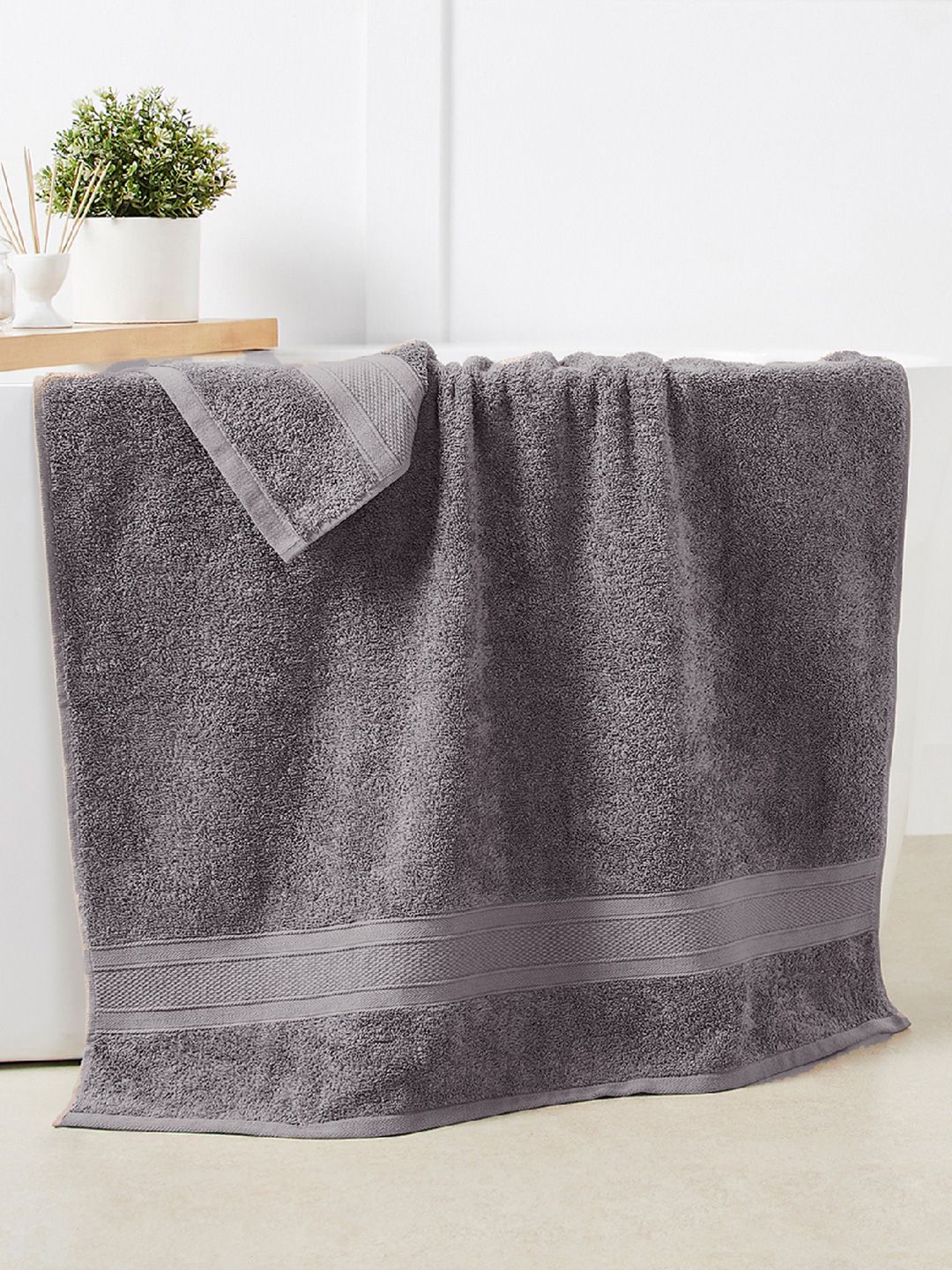 MYTRIDENT Unisex Set Of 6 Charcoal Grey Solid 500 GSM Towel Set