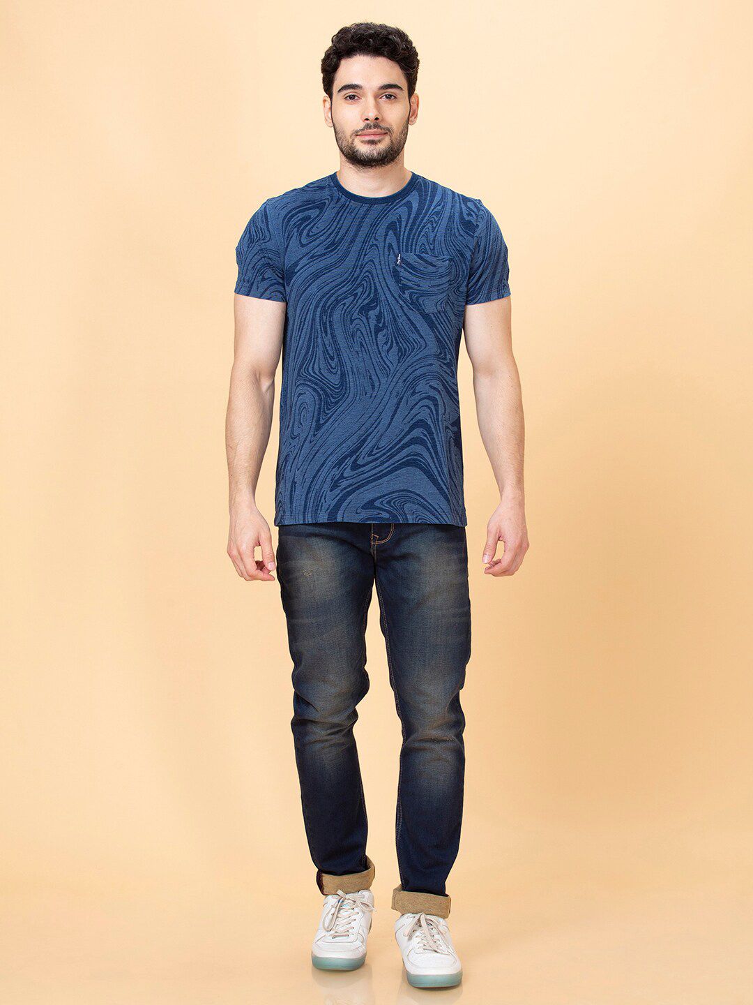 Being Human Abstract Printed Cotton Casual T-shirt