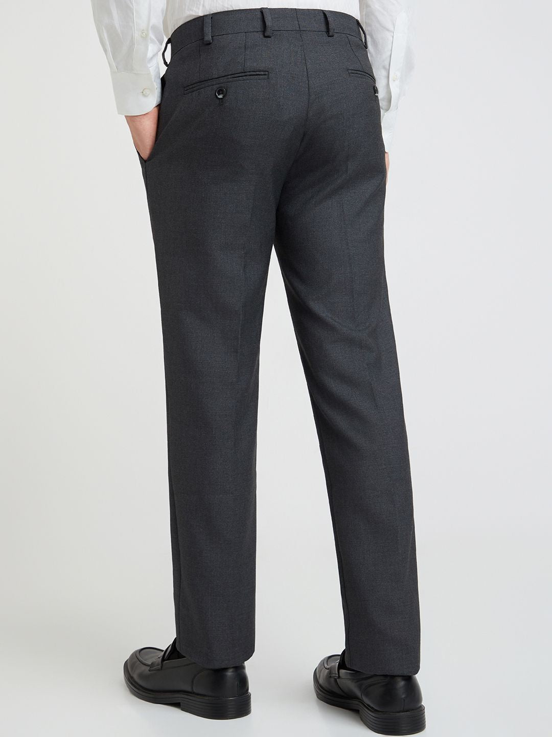 Raymond Men Charcoal Grey Slim Fit Formal Trousers